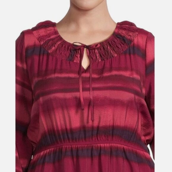 Terra And Sky Long Sleeve Peasant Tiered Maxi Dress 4X (28W-30W) - Picture 3 of 10